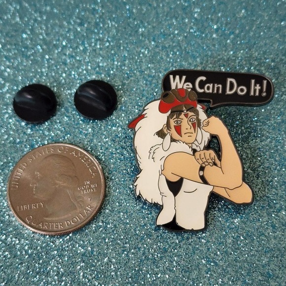 3/$20 WE CAN DO IT! Rosie The Riviter x Princess Mononoke Ghibli Enamel Pin - Picture 2 of 3